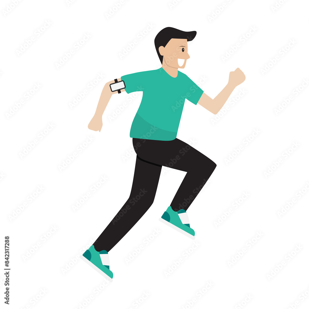 Man is running exercise. Flat design illustration Man is running exercise. Flat design illustration