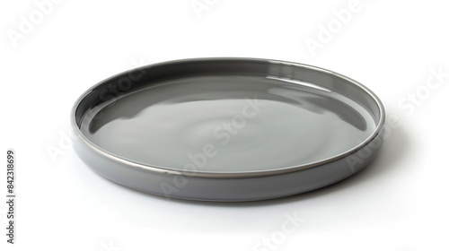 Empty ceramic plate gray round tray plate isolated on white background with clipping path : Generative AI