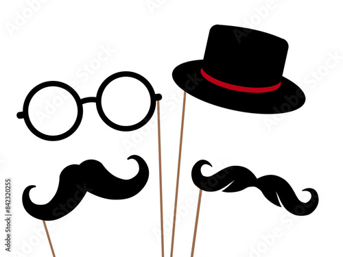 mustache mask with stick photo booth prop masquerade moustache and hat