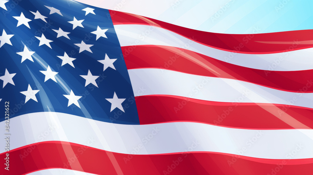 A flag with stars and stripes is waving in the wind A flag with stars and stripes is waving in the wind