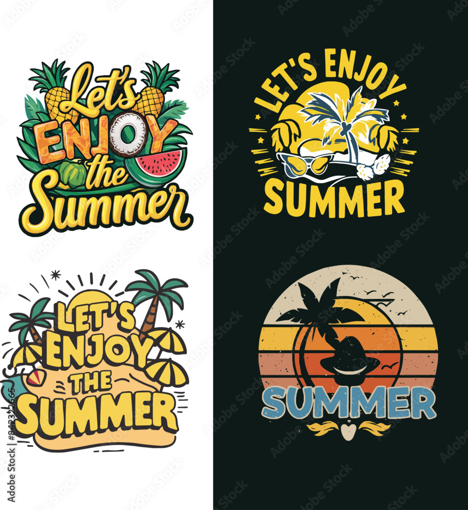 Let's Enjoy the Summer. Best Summer t-shirt design bundle, summer beach vacation t-shirts, summer surfing t-shirt vector design Let's Enjoy the Summer. Best Summer t-shirt design bundle, summer beach vacation t-shirts, summer surfing t-shirt vector design