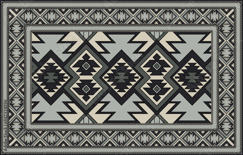 Navajo rug, red mat with geometric shape for printing, Persian rug, triangle shaped Carpet