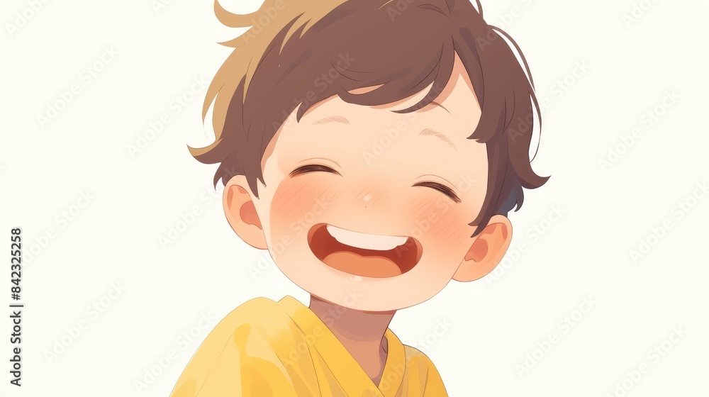 An adorable cheerful child with a big smile depicted in an isolated white background illustration An adorable cheerful child with a big smile depicted in an isolated white background illustration