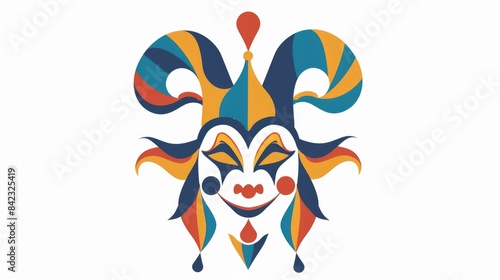 The April Fools Day jester symbol is depicted in a simplistic two dimensional design
