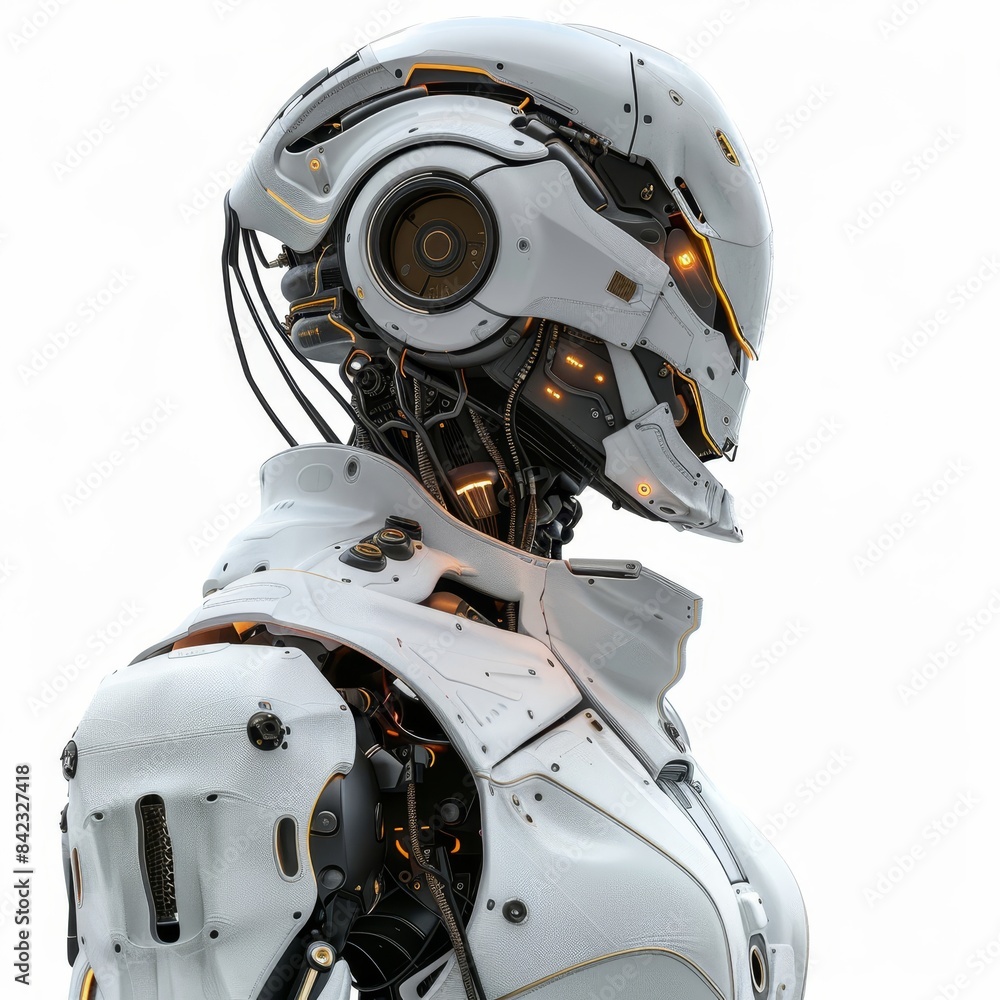 Fototapeta premium robot with a futuristic head and a white background