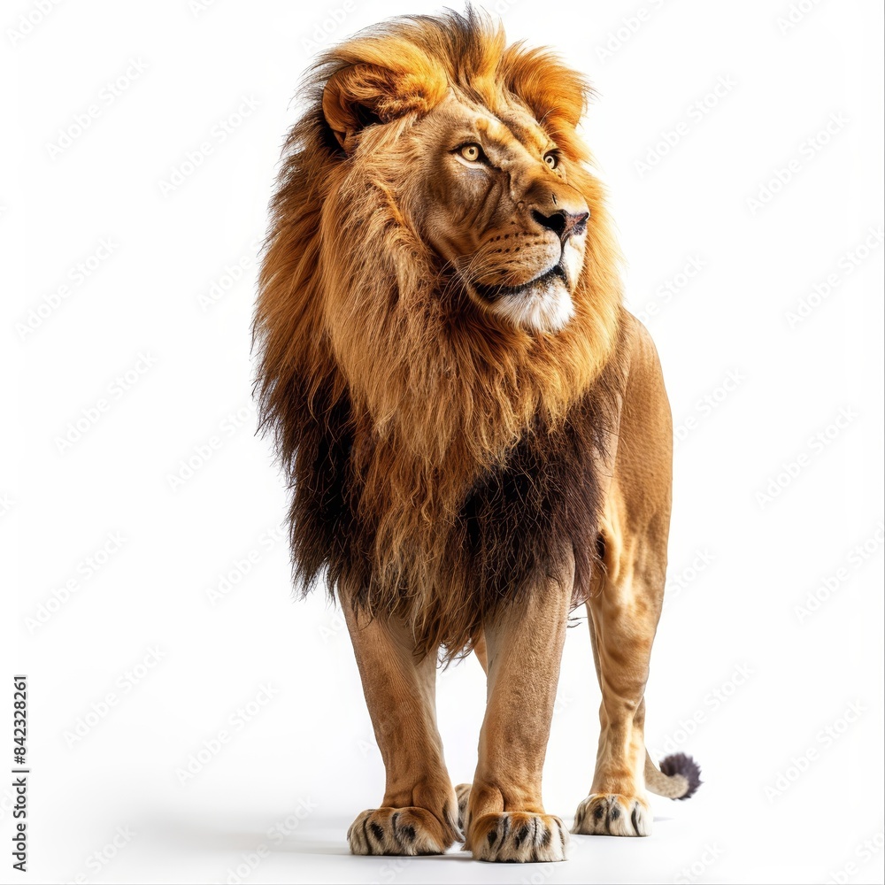 lion standing on a white background