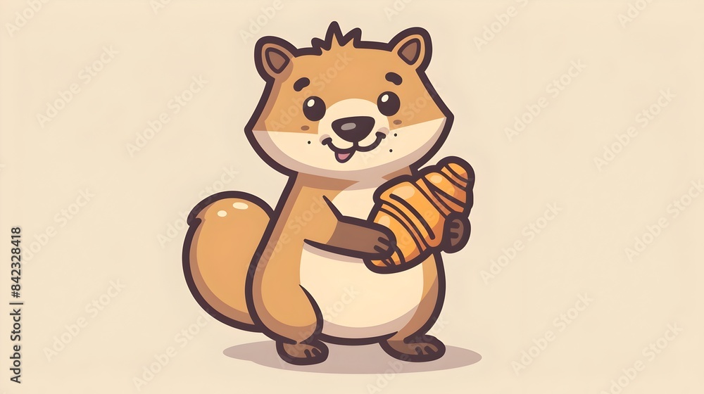 Coati Holding Croissant in Minimalist Coati Holding Croissant in Minimalist