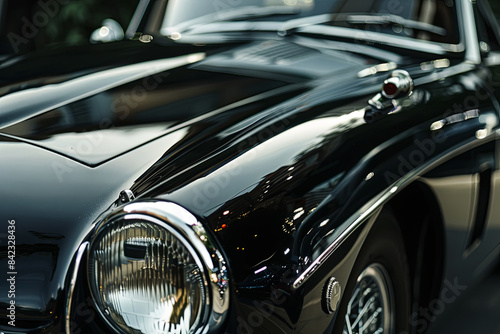 Black vintage car, classic automotive design