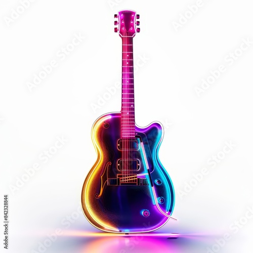 guitar with a neon glow on it