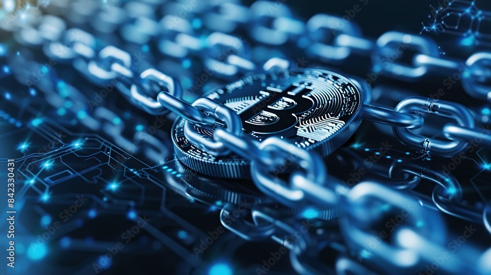 Cryptocurrency fintech block chain network. copy space for text. Cryptocurrency fintech block chain network. copy space for text.