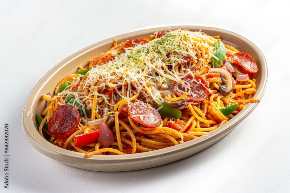 Baked Pepperoni Pizza Spaghetti with Mozzarella and Cheese Baked Pepperoni Pizza Spaghetti with Mozzarella and Cheese
