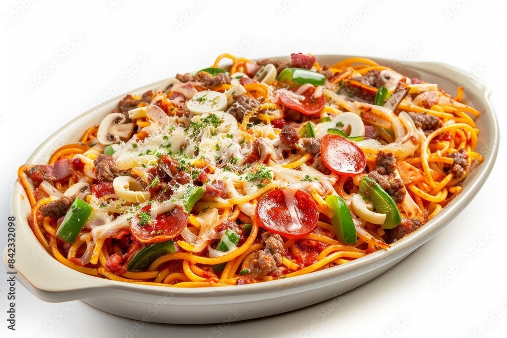 Irresistible Baked Spaghetti Pizza with Mozzarella and Parmesan Irresistible Baked Spaghetti Pizza with Mozzarella and Parmesan