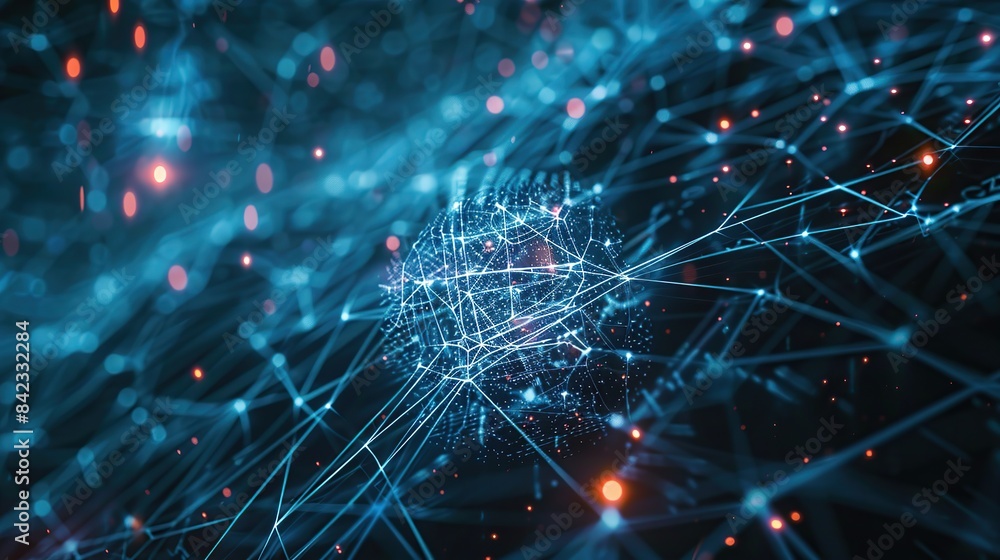 Obraz premium Digital background ideal for technological operations, neural networks, AI, data transmission and encryption, digital archives, audio and visual representations.