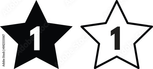 Star with number 1 icon set in two styles isolated on white background . Vector illustration