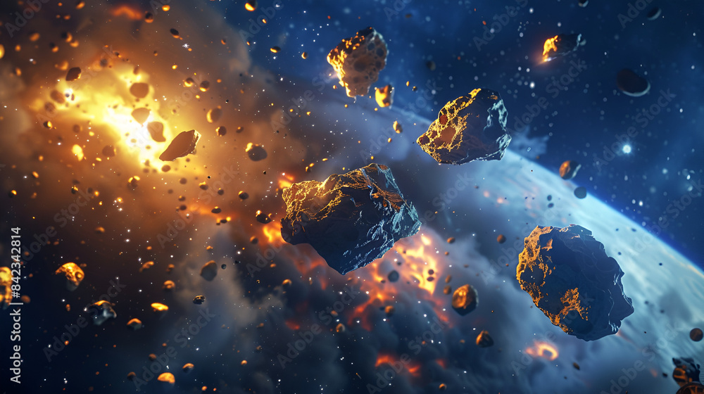 Flying asteroids cut out Flying asteroids cut out
