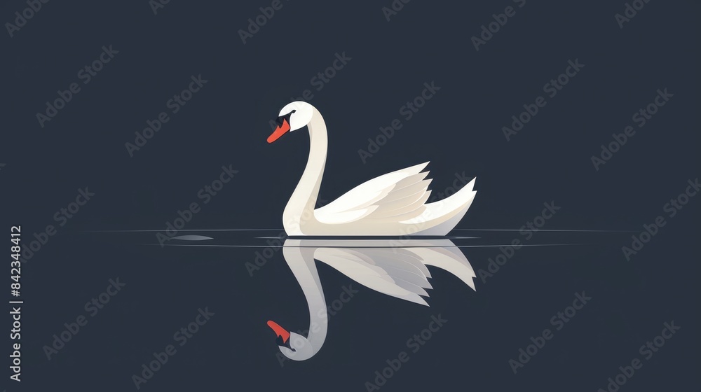 Fototapeta premium 2d illustration of a solitary swan icon