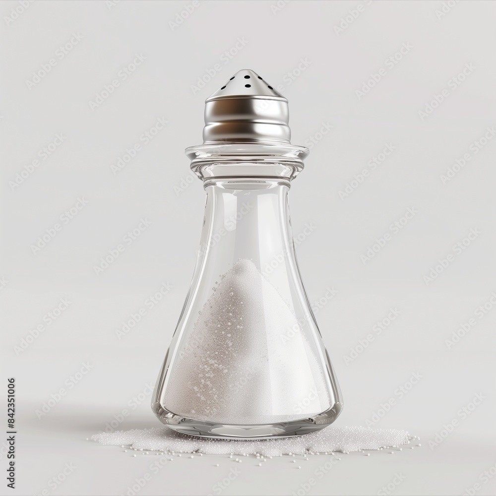 Saltshaker white salt mineral with sodium on glass bottle container illustration Saltshaker white salt mineral with sodium on glass bottle container illustration