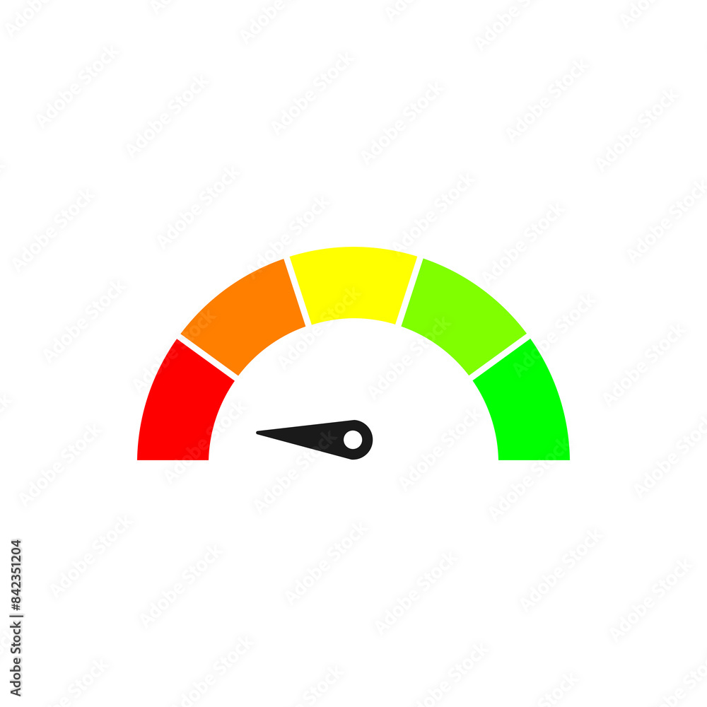 Speedometer, gauge meter icons. Vector scale, level of performance. Speed dial indicator . Green and red, low and high barometers isolated on white background. Speedometer, gauge meter icons. Vector scale, level of performance. Speed dial indicator . Green and red, low and high barometers isolated on white background.