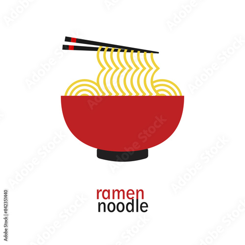 Ramen noodle vector illustration isolated on white background. Vector illustration of cartoon logo icon.