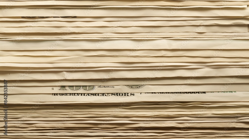 Stack of untidy, crumpled one hundred US dollar bills, reflecting concepts of financial stress or careless wealth management Stack of untidy, crumpled one hundred US dollar bills, reflecting concepts of financial stress or careless wealth management