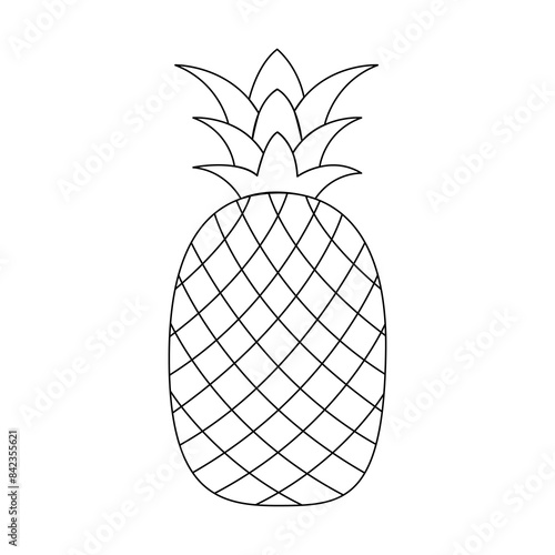 Illustration vector graphic of pineapple outline isolated on white background. Perfect to use for coloring page or drawing page.