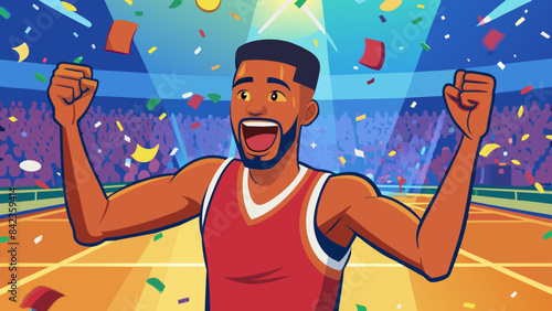 Jubilant Basketball Player Celebrating Victory on Court