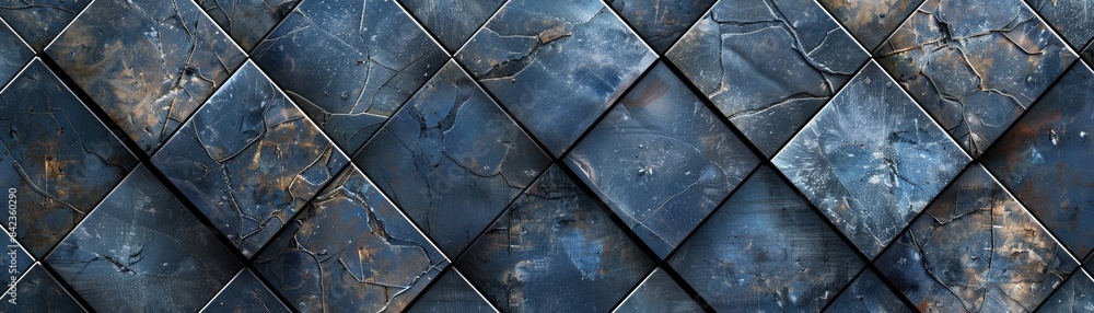 Abstract blue tile pattern background with a textured design, ideal for wall or floor decoration, interior design, and architectural projects. Abstract blue tile pattern background with a textured design, ideal for wall or floor decoration, interior design, and architectural projects.