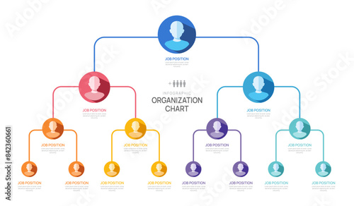 Infographic template for organization chart with business people icons. vector infographic for business.