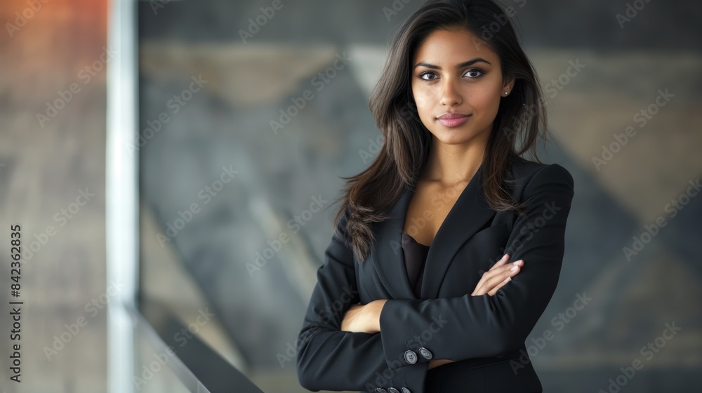 An image of a business professional in a sharp suit standing confidently with crossed arms An image of a business professional in a sharp suit standing confidently with crossed arms