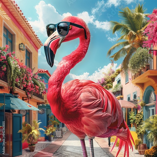 flamingo in sunglasses 
