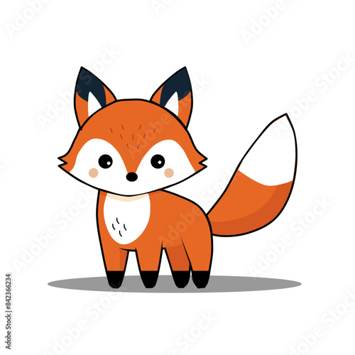 cute fox vector illustration in flat and minimalist style isolated on white background