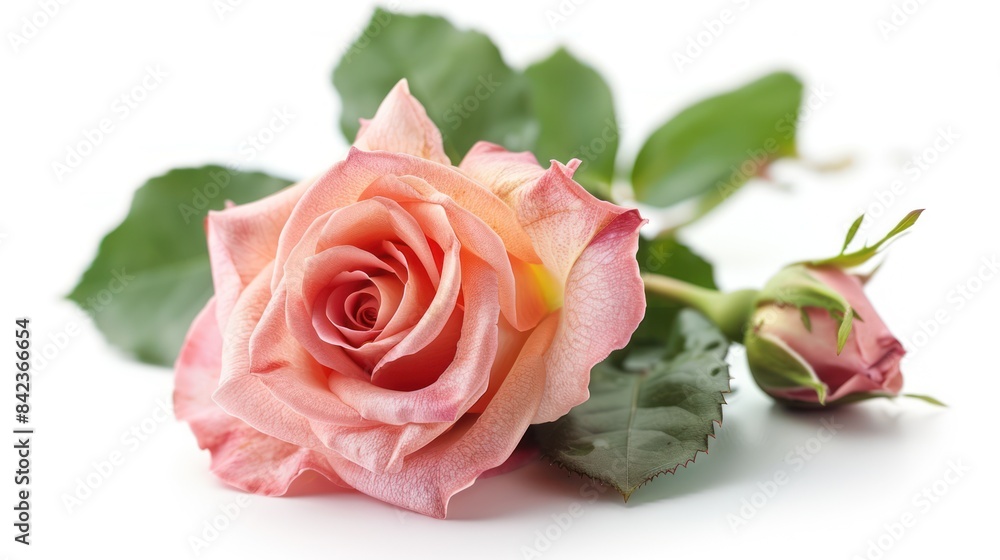 Soft Pink Rose Blossom on White Background - Isolated Floral Beauty Soft Pink Rose Blossom on White Background - Isolated Floral Beauty