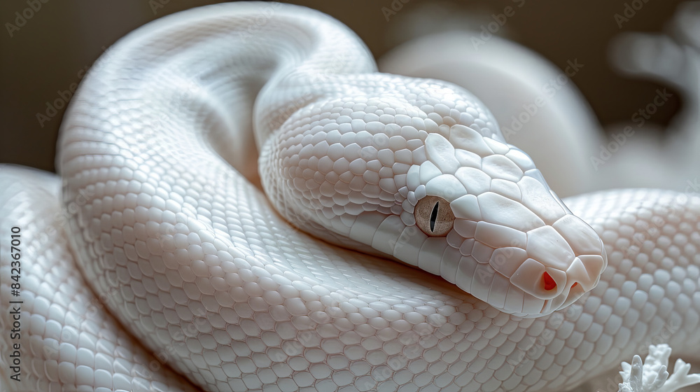 Fototapeta premium White Leucistic Ball Python Snake