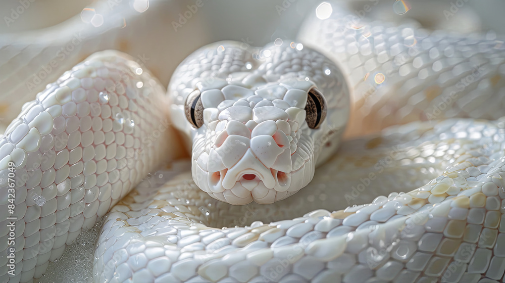 Fototapeta premium White Leucistic Ball Python Snake
