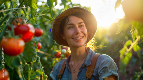 Farmer girl rejoices, garden, cottage, farm