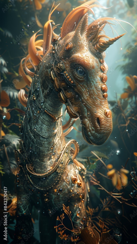 Fantasy Dragon in an Underwater Scene Fantasy Dragon in an Underwater Scene
