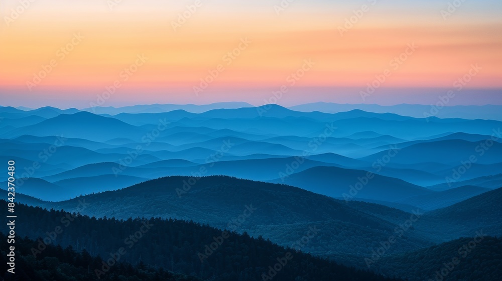 Fototapeta premium Silhouette of Mountains at Dusk 