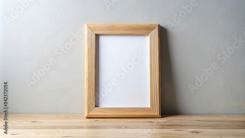 Isolated empty rectangular wooden photo frame in hq scale