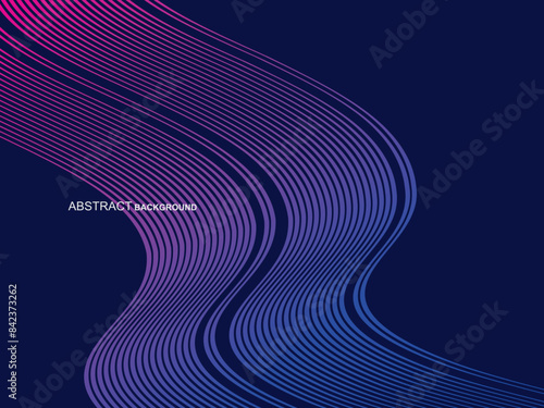 Abstract shining wave lines on dark blue background. Dynamic wave pattern. Modern flowing wavy lines. Futuristic technology concept. Perfect for banners, posters, covers, brochures, flyers, websites,  © Wendi