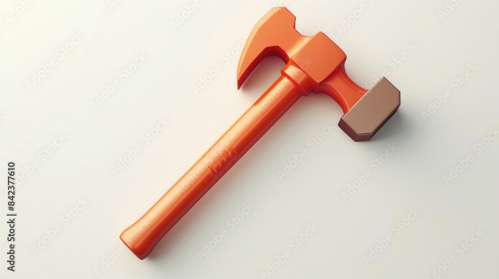A bright orange hammer icon against a white backdrop, perfect for construction-themed designs and projects requiring a bold visual element. A bright orange hammer icon against a white backdrop, perfect for construction-themed designs and projects requiring a bold visual element.