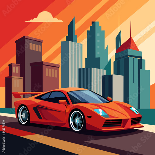 Sport car supercar on city