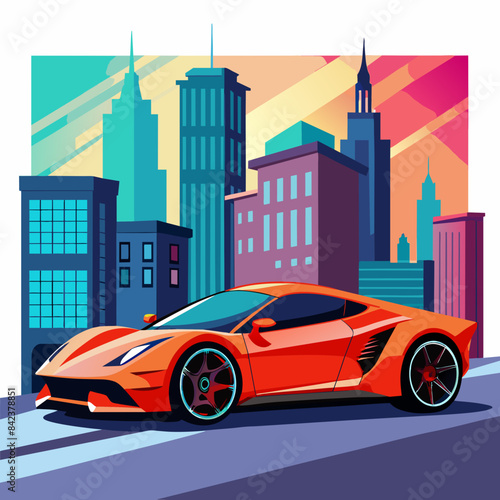 Sport car supercar on city