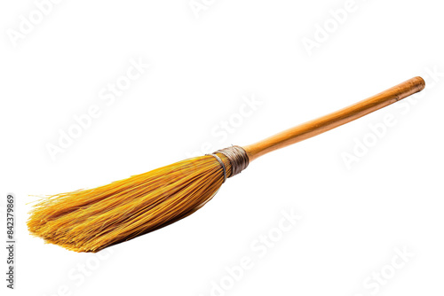 A Simple Broom, Ready to Sweep Away the Dust Isolated on a Transparent Background PNG. © Haider