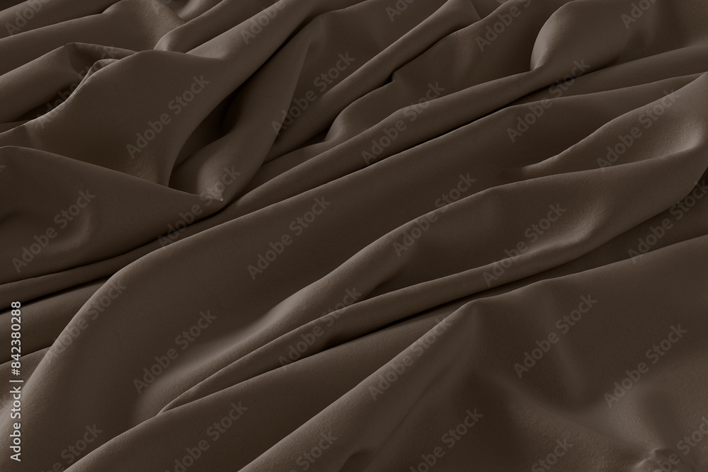Obraz premium A detailed close-up shot of brown fabric with soft folds and creases, creating a textured and elegant background.