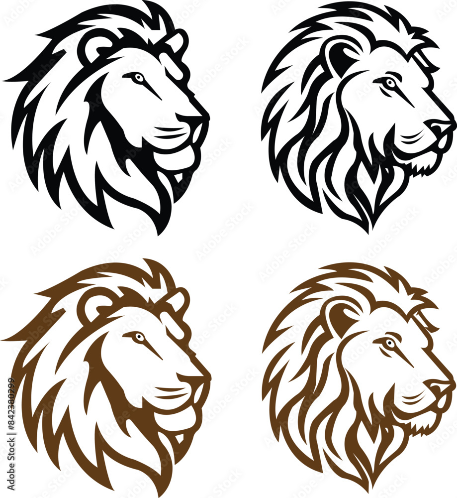 Royal flat king lions Heads icons Set. Zoology illustration, majestic predator safari animal designs. lions crown symbols collection. Premium luxury brand identity logos on transparent background. Royal flat king lions Heads icons Set. Zoology illustration, majestic predator safari animal designs. lions crown symbols collection. Premium luxury brand identity logos on transparent background.