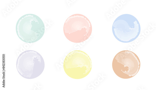 Watercolor story highlights cover icons. Set of abstract pastel circles design. Round highlight backgrounds for social media stories.