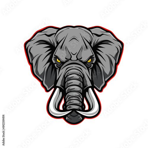 Elephant Head Mascot for Esports Team Logo Flat Color Vector