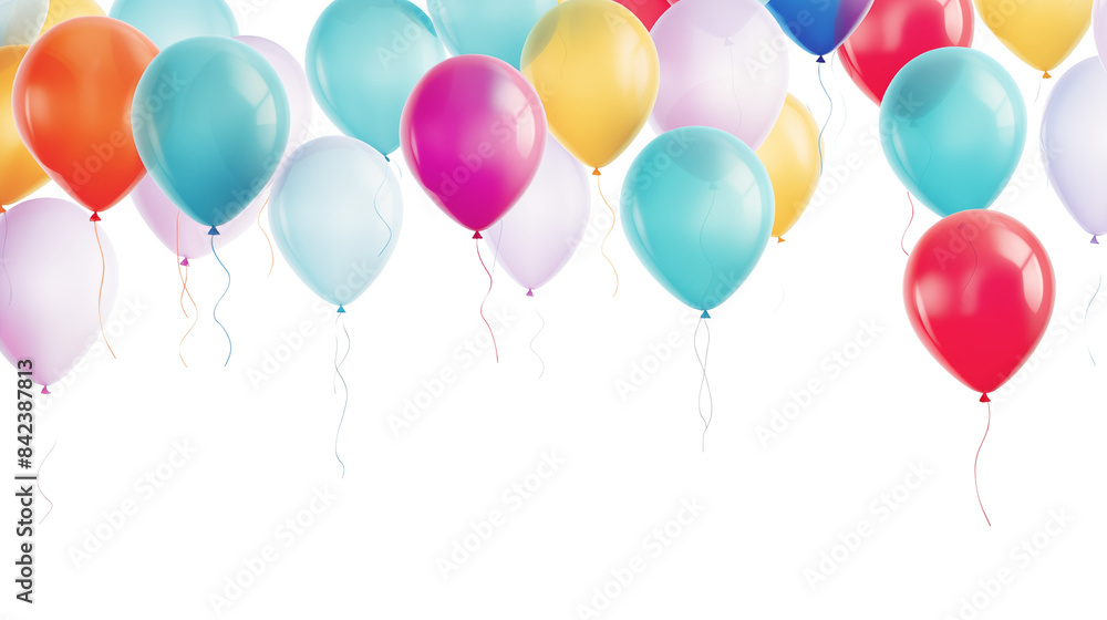 Colourful balloons floating against transparent background. Colourful balloons floating against transparent background.