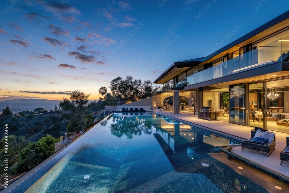Modern Hillside Mansion with Glass Walls, Infinity Pool, and Valley Views Modern Hillside Mansion with Glass Walls, Infinity Pool, and Valley Views