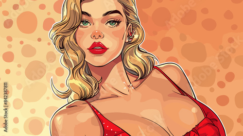 Beautiful blonde woman vector illustration in retro style pin up pop art